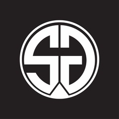 SG Logo monogram circle with piece ribbon style on black background