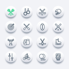 sports line icons set, vector