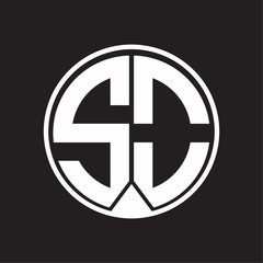 SO Logo monogram circle with piece ribbon style on black background