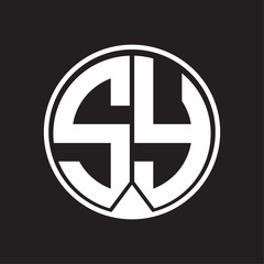 SY Logo monogram circle with piece ribbon style on black background