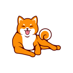Cute Sitting Shiba Inu Dog Chill With Tongue Out Vector illustration - Vector