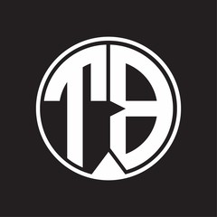 TB Logo monogram circle with piece ribbon style on black background