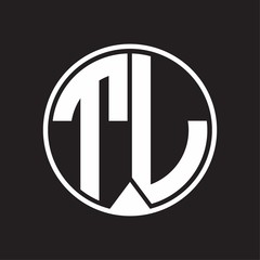 TL Logo monogram circle with piece ribbon style on black background