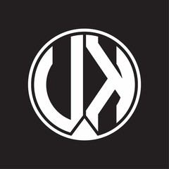 UK Logo monogram circle with piece ribbon style on black background