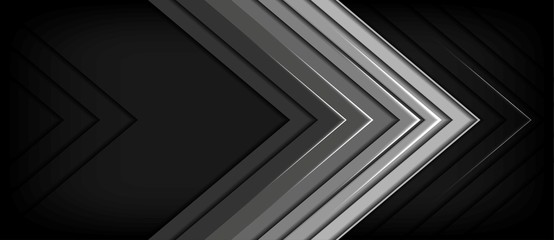 abstract grey metal arrow direction dark blank space background