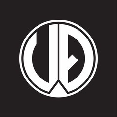 UQ Logo monogram circle with piece ribbon style on black background