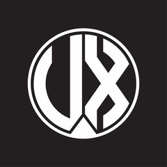 UX Logo monogram circle with piece ribbon style on black background