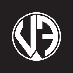 VF Logo monogram circle with piece ribbon style on black background