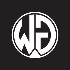 WG Logo monogram circle with piece ribbon style on black background