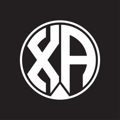 XA Logo monogram circle with piece ribbon style on black background