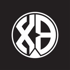 XB Logo monogram circle with piece ribbon style on black background