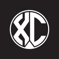 XC Logo monogram circle with piece ribbon style on black background