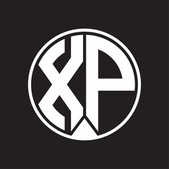 XP Logo monogram circle with piece ribbon style on black background
