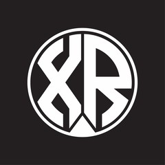 XR Logo monogram circle with piece ribbon style on black background