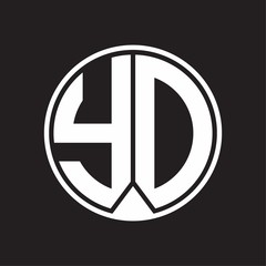 YD Logo monogram circle with piece ribbon style on black background