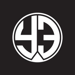 Obraz premium YE Logo monogram circle with piece ribbon style on black background