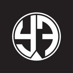 YF Logo monogram circle with piece ribbon style on black background