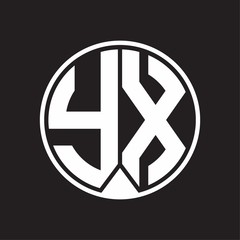 YX Logo monogram circle with piece ribbon style on black background