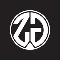 ZG Logo monogram circle with piece ribbon style on black background