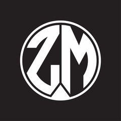 ZM Logo monogram circle with piece ribbon style on black background