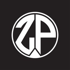 ZP Logo monogram circle with piece ribbon style on black background