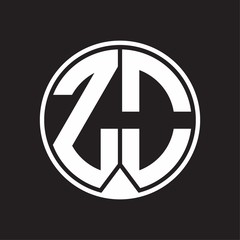 ZO Logo monogram circle with piece ribbon style on black background