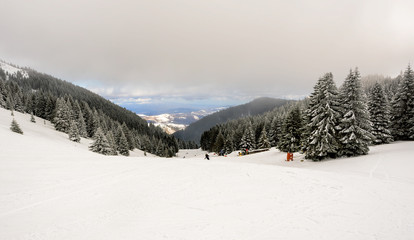 Fototapeta na wymiar View of a ski resort piste on mount Kopaonik, Serbia