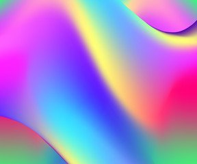 Trendy card with vivid gradient on light background. Digital glowing effect. Vivid gradient. Trendy cover design. Glowing neon light. Summer holographic background. Vector neon background.
