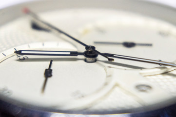 Time management watch dial close-up. Macro photo