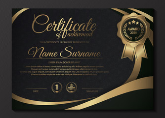 Black and gold certificate template	 - obrazy, fototapety, plakaty