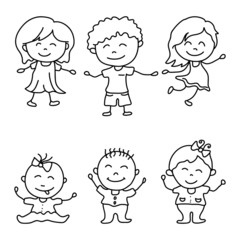 Happy kids Doodle hand drawing vector design