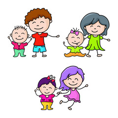 Fototapeta na wymiar Brother and sister cartoon doodle vector collection