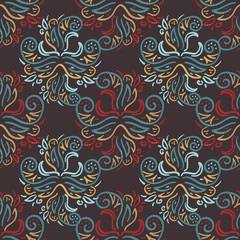 Fototapeta na wymiar Abstract bright trendy floral pattern for fabric or paper, vector seamless pattern.
