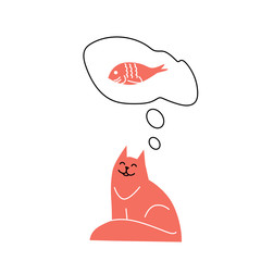 A red cat thinking about food, about fish.