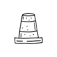 Protecting border, repairing tool, instrument cartoon cute hand drawn doodle vector illustration, element, sticker, icon. Black monochrome design. Isolated on white background. Easy to change color.