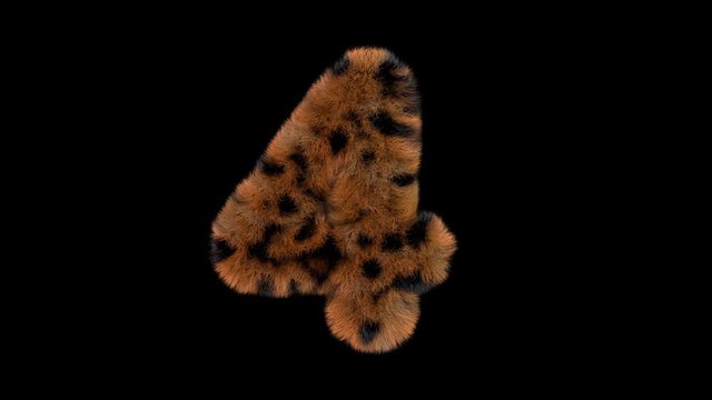 3d animated furry leopard typeface text with alpha channel  4