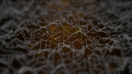 Tectinic plates activity shown in a polygonal relief texture over black background.