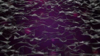 Abstract polygonal geometric surface looking like cracked glass particles or crystals in sea waves motion.