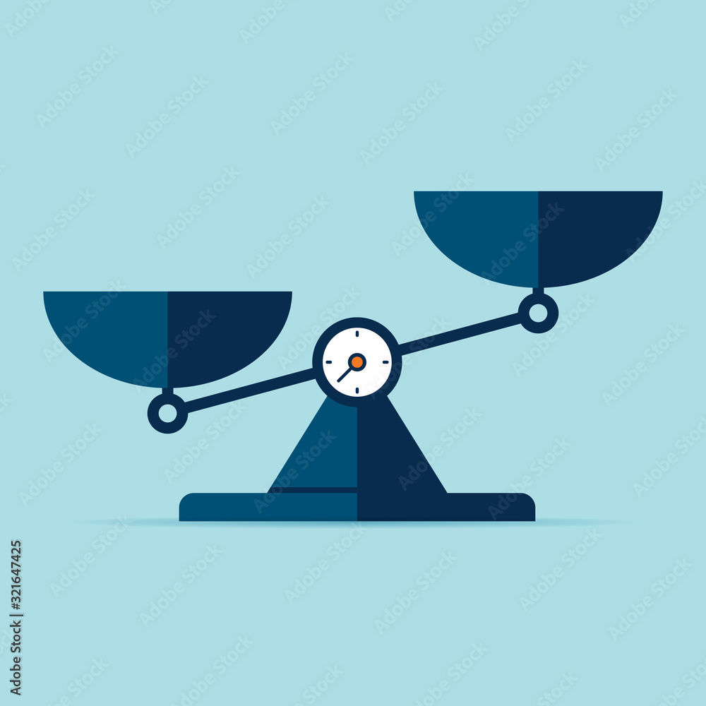 Poster scales icon in flat style. libra symbol, balance sign. vector design element for you project on colo