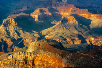 Sunset in the South Rim of the Grand Canyon National Park, Arizona, USA.