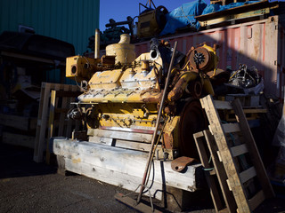 Junkyard yellow engine