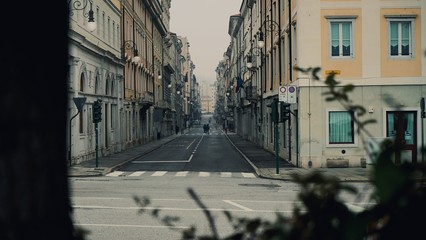 Streets in the old city center of Trieste, Italy.        