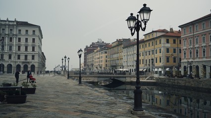 Downtown Trieste, Italy. Water channel.