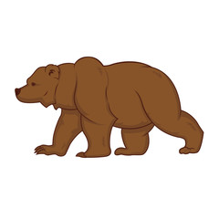 grizzly bear is going side view.