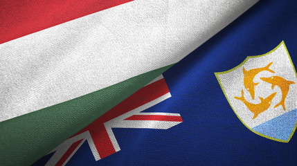 Hungary and Anguilla two flags textile cloth, fabric texture