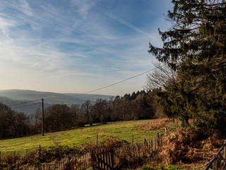 Obraz premium Stoumont, Belgium, 25 January 2020. Hills near the Belgian village of Stoumont.