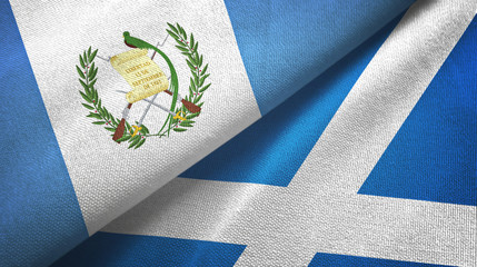 Guatemala and Scotland two flags textile cloth, fabric texture