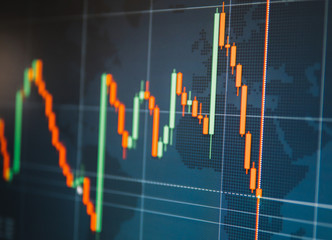 Forex candels increase and deacres chart. High and low stat