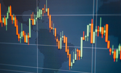 Forex candels increase and deacres chart. High and low stat