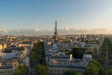 Fototapeta na wymiar Aerial view of Paris City and the Eiffel Tower during the sunset